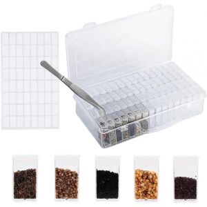 Yemaesre-Boîte De Rangement De Graines, 64 Emplacements En Plastique Avec Étiquettes Autocollantes Et Pinces, Compartiment Indépendant Pour Légumes, Fruits, Fleurs, Graines De Piment (64 - Neuf