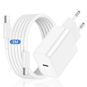Chargeur Et C&acirc;ble De Charge Pour Iphone 16 15 3 M, 20 W Usb C Avec C&acirc;ble De Charge Rapide De Type C, C&acirc;ble Usb C Avec Adaptateur Pour Apple Iphone 16/16 Plus/16 Pro Max/15 Plus/15 Pro Max/17/Ipad Air - Neuf
