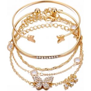 Eryi-Chaîne Bracelets Pour Femme Twist Bracelet Zag Chaîne Bracelets Réglable Cz Fantaisie Bracelets Ensemble Or Bracelets Pour Femmes Filles - Neuf