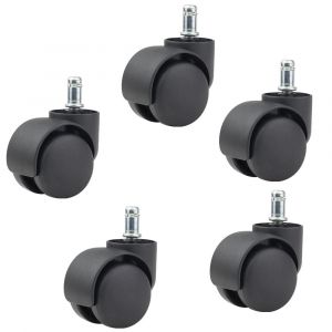 Lot de 5 roulettes de rechange noires de 5 cm pour chaise de bureau, robustes et protectrices, roulement fluide, taille standard universelle pour tous les sols - Neuf