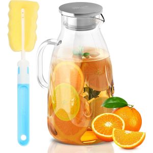 Carafe En Verre Borosilicate 3 L Avec Couvercle Inox - Neuf