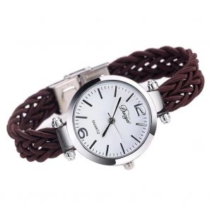 Duoya Femmes Tricot&eacute; Sangle Style Ethnique Bracelet Montre-Bracelet Cha&icirc;ne Robe Montre &Agrave; Quartz (Marron) - Neuf