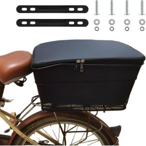 Subzonal-Panier Arriere Velo, 40x30x20cm Panier V&eacute;lo Arri&egrave;re, Grand Arri&egrave;re Panier Porte-Bagages En M&eacute;tal, Noir Panier Porte-Bagages Avec Rev&ecirc;tement Pour Panier Arri&egrave;re De V&eacute;lo, 20l - Neuf