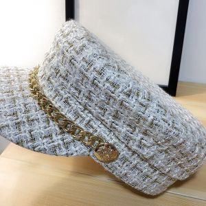 Chapeau En Tweed Pour Femme,Bérets À Fil,Chapeau De Capitaine De Yacht,Chapeau De Marin Skipper Féminin,Casquettes Newsboy,Mode Automne Et Hiver - Neuf