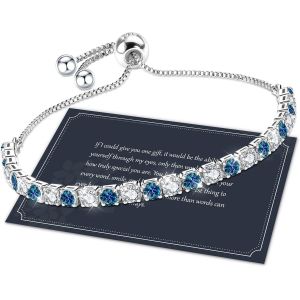 Eryi-Cadeau Femme Bracelet Argent S925 Bracelet Femme Argent 5a Cubique Zirconium Bracelet Réglable Cristal Bracelet Tennis Bijoux Femme Cadeau Anniversaire Femme - Neuf