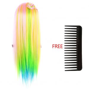 Tete de poupee coloree de 26 pouces pour la coiffure et le tressage (#5 rose et multicolore) - Neuf