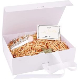 Boite Cadeau Bowknot (21x17x7cm),Boite Cadeau Magn&eacute;tique,Bo&icirc;te Cadeau Avec Couvercle,Bo&icirc;te De Cadeau Rectangulaire Pour L'anniversaire,Le Mariage,Boite Cadeau Sint-Valentin (Blanc) - Neuf