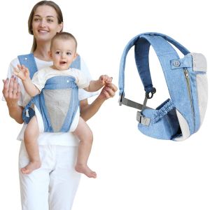 Sjzg-Porte-B&eacute;b&eacute; Avant Et Arri&egrave;re Porte-B&eacute;b&eacute;,Porte B&eacute;b&eacute; Wrap Mains Libres Baby Carrier, Taille R&eacute;glable,Hanche Multifonction Pour B&eacute;b&eacute;,Porte Bebe Pour Faire Du Shopping En Voyage (Bleu Ciel) - Neuf