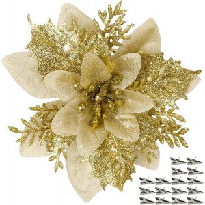 16 PCS Poinsettia Fleur Artificielle Pointsettas de No&euml;l - Neuf