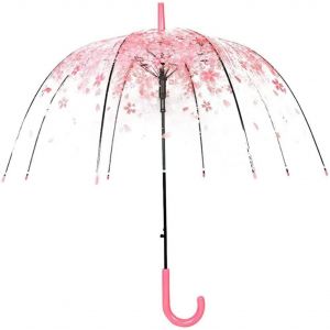 Parapluie En Fleurs De Cerisier Mignon Transparent &Agrave; Bulles - D&ocirc;me Semi-Automatique Sunny Pour Enfants, Filles, Gar&ccedil;ons Ou Femmes - Romantique Pour D&eacute;coration De Mariage - Neuf