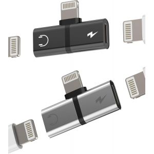 THEF-Adaptateur casque pour Lightning(2 packs) pour iPhone14 pro max aux jack câble audio pour Apple MFi certifié chargeur et écouteurs double pour iPad headphone adaptateur accessoires câble de char - Neuf