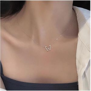 Kal-Boho Cristal Papillon Collier Ras Du Cou Contour Papillon Pendentif Collier Creux Papillon Clavicule Collier Argent Cz Papillon Collier Bijoux Pour Femmes Et Filles - Neuf