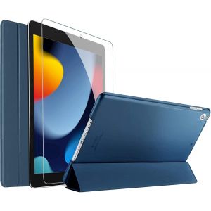 LORANKA-Coque + Flim d&iquest; &Eacute;cran pour iPad 10.2"", iPad 9 2021, iPad 8 2020, iPad 7 2019, &Eacute;tui Housse de Protection Anti-Chute, Rabat Magn&eacute;tique Stable-Marine - Neuf