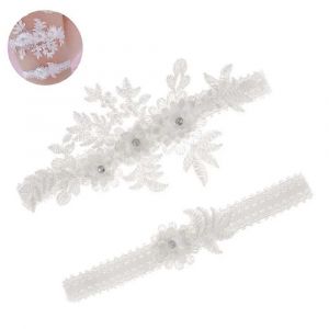 2 Pcs Jarretières De Mariage Set Dentelle Briève Jarretière Extendy Floral Garter Pour Mariée Bleu Et Blanc - Neuf