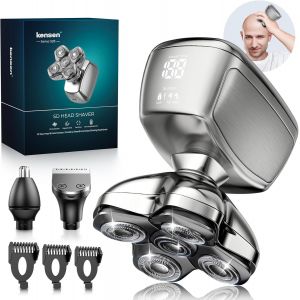 Kensen Rasoir Tete Chauve Homme 5d Tondeuse Cheveux Hommes Chauve 120 Mins D'autonomie Tondeuse Crane Chauve &Eacute;tanche Rasoir Crane Sec & Humide Avec Coupe-Poils De Vez & &Eacute;cran Led & Peigne Limite - Neuf