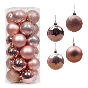 24PCS 6CM D&eacute;coratif de No&euml;l Boules, Plaqu&eacute; en Plastique Suspendus Ornements pour Arbres, au Plafond, au centre Commercial, compatible avec d&eacute;cor de vacances - Neuf