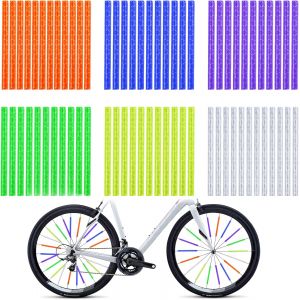 Acdsgd-R&eacute;flecteurs De Rayons Color&eacute;s, 72 Rayons De V&eacute;lo R&eacute;fl&eacute;chissants, 360&deg; De R&eacute;flecteur De Roue De Bicyclette Rayons, Montage Facile, Imperm&eacute;able, Conduite De Nuit, Convient &Agrave; Tous Les Types - Neuf