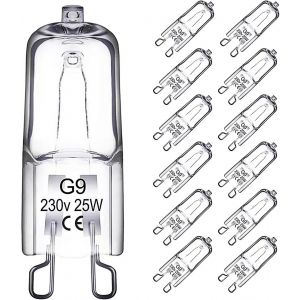 Ampoule Halogène G9 25w 230v Dimmable 2700k Blanc Chaud,G9 Halogenlampen Backofenlampe Tolérance De 300°C,Ampoule Pour Four Micro-Ondes Cuisinière Plafonniers,Lot De 12 - Neuf