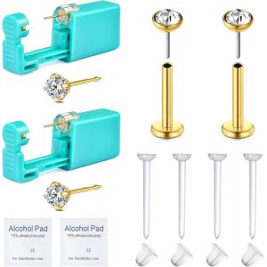 Women's Men's Helix Cartilage Piercing Earrings With Round Cz 3/4/5/6/7/8 Mm Ear Piercing Flat Conch 6 Pairs 16g Silver - Neuf