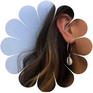 Kal-Boucles D'oreilles Boho Avec Pendentifs En Forme De Coquillages De Mer Boucles D'oreilles Argent&eacute;es En Forme De Cauris Boucles D'oreilles En Forme De Cercle Boucles D'oreilles Vintage En - Neuf