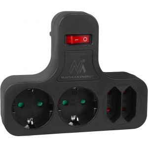 MCE224 G Prise de Courant Quadruple avec Interrupteur Marche/arrêt Pied stabilisateur Type schuko 2x2,5A, 2x16A - Neuf