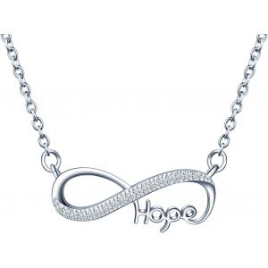 Ensembles De Bijoux En Argent 925, Collier Et Bracelet Pour Femme, Symbole De L'infini Et ""Hope"" &Eacute;l&eacute;ment, Zircon Incrust&eacute;, Argent, Cadeau D'anniversaire, De No&euml;l Et De La F&ecirc;te Des M&egrave;res - Neuf