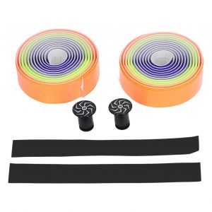 Lot De 2 Sangles De Guidon De Velo En Pu Et Eva Hautement Elastiques, Degrade De Couleurs, Amortissement, Pour Le Cyclisme, L'equitation, Orange, Jaune Et Violet - Neuf