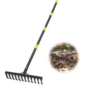 Râteau De Jardin Rak 189 Cm,Râteau De Jardin En Métal Avec Manche,Râteau À 12 Dents En Acier Pour Ameublir Le Sol Et Niveler La Pelouse,Balai À Feuilles,Râteau À Gazon,Outil De Jardinage Pour - Neuf