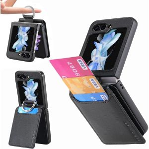 acdsgd-tui portefeuille antichoc pour Samsung Galaxy Z Flip 6 FE avec anneau porte-cartes, b&eacute;quille cach&eacute;e, anti-chute, noir - Neuf