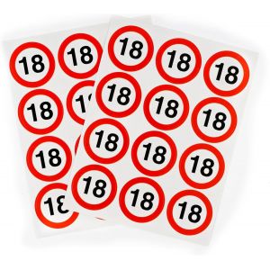 Deco anniversaire 18 ans autocollant panneau de signalisation rouge/blanc - D&iquest;&iquest;coration e pour un 18 ans anniversaire garcon et fille - Neuf