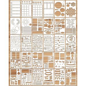 Mevronisshop-30 Pi&egrave;ces Mixte Bullet Journal Pochoir Stencil Kit, Lettre Dessin Peinture Alphabet, R&eacute;utilisable Accessoire Pour Diy Planificateur Scrapbooking Murale D&eacute;cor(17.8x10.2cm) - Neuf