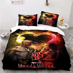 Housse De Couette Marvel Wanda Vision, Taie D'oreiller, Parure De Lit Pour Garcon Et Fille, Decoration De Chambre, Cadeau Pour Enfant, Taille Simple Ou Double - Neuf