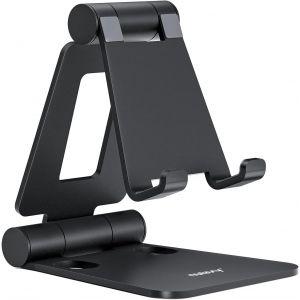 KAL-Support T&eacute;l&eacute;phone R&eacute;glable, Support T&eacute;l&eacute;phone Bureau Pliable Portable Tablette Dock Compatible Avec Iphone 15/14/13/12/11 Pro Max Mini Xr X 8 Samsung Huawei D'Autres Smartphones, Noir - Neuf
