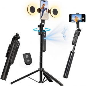 lbgwp60-Automatique Vi Suivi Trépied Avec Lumière, Sans App, 360° Rotate 180Cm Support De Téléphone Avec Capteur De Mouvement, Rétractable Support De Caméra Pour Vlog/Vidéo/Enregistrement - Neuf