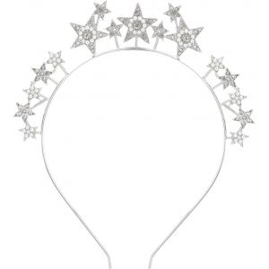 Kalvd-Bandeau Étoile Strass,Diadèmes Et Couronnes Argentées,Cristal Étoile Bandeau Déesse,Diamant Pentagone Bandeau,Étoile Serre Tete Pour Femmes Et Filles,Accessoires Pour Festival,Cheveux,Mariage - Neuf