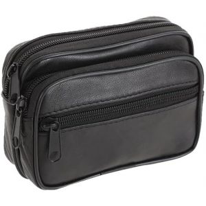 SJZG-Sac Banane En Cuir Véritable - Porte-Monnaie En Cuir Avec Passant De Ceinture - Petit Sac Banane - Mini Sac Banane Pour Homme Et Femme - Sac En Cuir Pratique Noir - Neuf