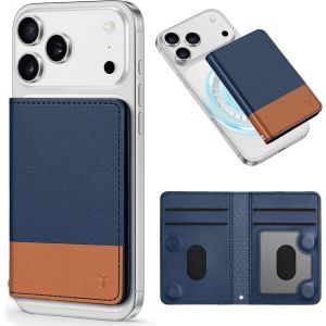 Portefeuille Magnétique, 6 Fentes Cartes Avec Fenêtre Id Transparente [Blocage Rfid] Pour Série Iphone 17/16/15/14/13/12/Pro/Pro Max/Plus (Sauf Mini), Cuir Pu Pour Hommes Femmes, Bleu & Brun - Neuf
