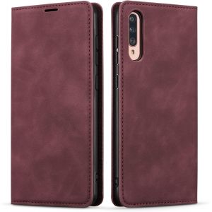 SJZG-Etui Pour Samsung Galaxy A70, Housse En Cuir Premium Pu Portefeuille Conque, [Fentes Pour Cartes] [Fermoir Magn&eacute;tique] [Stand Fonction] Flip Coque Pour Samsung Galaxy A70 - Bordeaux - Neuf