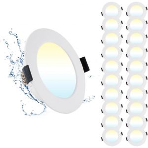 Lot De 20 Spot Led Encastrable 7W, Blanc Chaud 3000K/Blanc Neutre 4000K/Blanc Froid 6000K R&eacute;glable, Spots Salle De Bain Ip44, Trou &Oslash;95-110Mm, Spot Led Ext&eacute;rieur Pour Cuisine, Salon - Neuf
