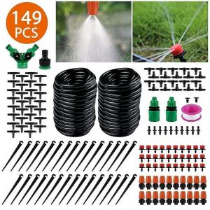 Kit d'irrigation goutte à goutte de 98 pieds - Système de buses réglables à monter soi-même pour un arrosage efficace dans les jardins, les pelouses et les serres - Neuf