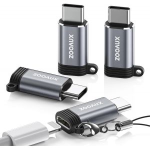 APT-Adaptateur Lightning vers USB C 4 Pi&egrave;ces, Adaptateur USB-C M&acirc;le vers Lightning Femelle Connecteur Compatible pour iPhone 16/16 Plus/16 Pro Max/15/15 Plus, iPad Pro/Air, Pas pour Audio/OTG - Neuf