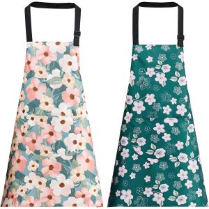 Eryi-2 Pack Tabliers De Cuisine Femme Imperméable Tablier Réglable Avec Poches Pour Cuisine, Jardinage, Restaurant, Barbecue, Café, Réglable Tablier Personnalisé - Neuf