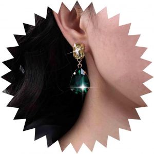 Kal-Boucles D'oreilles Émeraude En Forme De Larme Boucles D'oreilles Pendantes Émeraude Verte Boucles D'oreilles À Tige En Cristal Carré Doré Boucles D'oreilles Goutte D'eau En Cristal Émeraude - Neuf