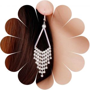 Kal-Boucles D'oreilles Pompon Strass De Mari&eacute;e Boucles D'oreilles Lustre En Cristal Argent&eacute; Cz Fringe Drop Dangle Boucles D'oreilles Boucles D'oreilles En Cascade &Eacute;tincelantes Bijoux Pour Femmes - Neuf