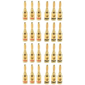 Fiches bananes Vis ouverte Fiches plaqu&eacute;es or 24 carats Connecteur jack audio pour c&acirc;ble st&eacute;r&eacute;o de haut-parleur,paquet de 24 - Neuf