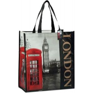 SJZG-Cabas Souvenir De Londres Big Ben Et Cabine T&eacute;l&eacute;phonique Noir Et Blanc Et T&eacute;l&eacute;phone Rouge - Neuf