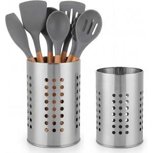 Kalanka-Lot De 2 Pot Ustensiles Cuisine Porte Ustensiles Cuisine En Acier Inoxydable Egouttoir Couvert Verticalen Rangement Pot Ustensile Rond Pour Couteau Fourchette Cuill&egrave;re Baguettes - Neuf