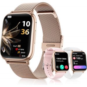 Montre Connectée Femme Avec Appel Bluetooth, 1.83"" Smartwatch, Avec Spo2, Tension Artérielle, Suivi Du Sommeil, 24h Fréquence Cardiaque,100+ Sportifs, Podometre Android Ios (Rose Gold) - Neuf