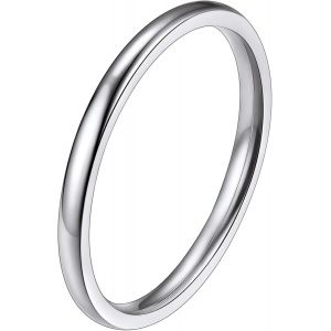 Trahoo-2 Mm/4 Mm/6 Mm/8 Mm Bague Femme Acier Inoxydable Taille 47-67, Anneau Alliance Mariage Bijoux Bagues Fantaisie Pour Ado Garçon Fille (Boîte Cadeau) - Neuf
