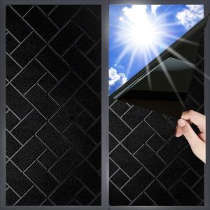 Film électrostatique pour fenêtre, grille oblique noire 45 x 300 cm, isolation anti-regard - Neuf